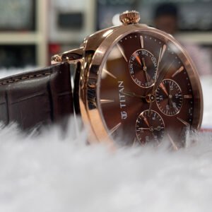 Titan Classique Suave Quartz Brown Dial Brown Leather Strap Watch for Men